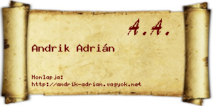 Andrik Adrián névjegykártya