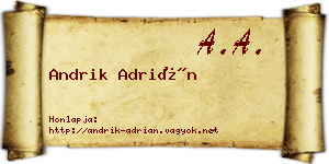 Andrik Adrián névjegykártya